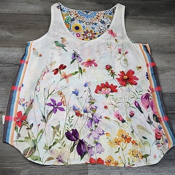JOHNNY WAS TABITHA REVERSIBLE FLORAL PRINT TANK SIZE M - Picture 10 of 13